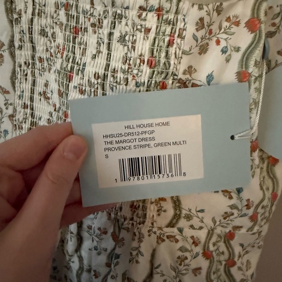 Hill House Square-Neck Floral Midi Dress in White and Green - Picture 5 of 6